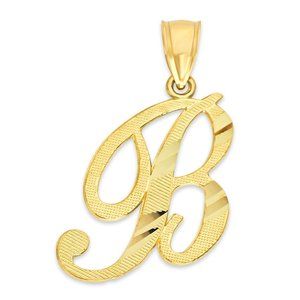 10k Real Solid Gold B Initial Pendant - Personalized Jewelry Gifts for Women